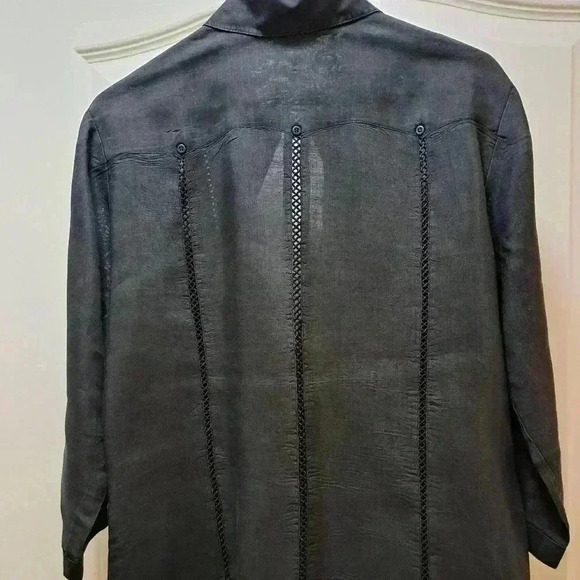 Linen BLOUSE J.M.P. Black L - Picture 9 of 10